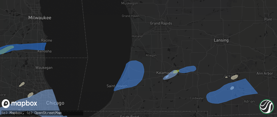 Hail map in Pullman, MI on July 3, 2026