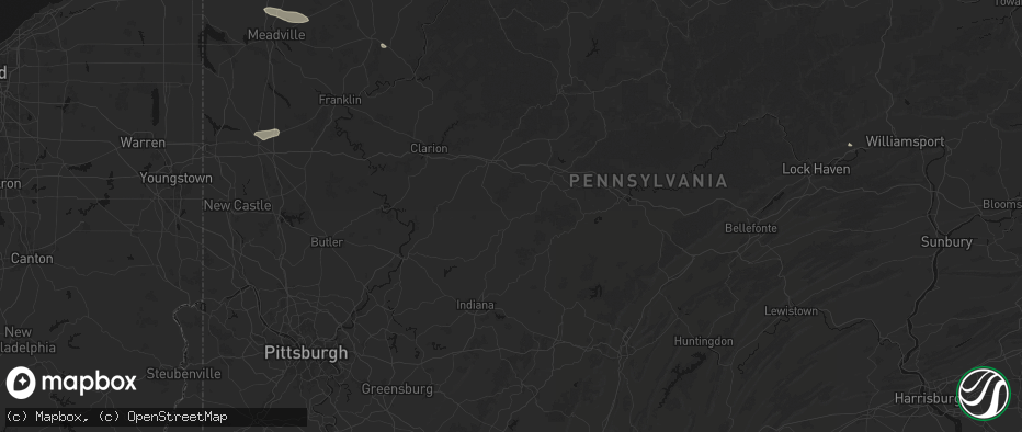 Hail map in Punxsutawney, PA on July 3, 2026