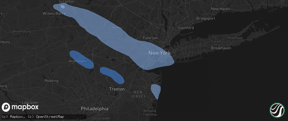 Hail map in Rahway, NJ on July 3, 2026