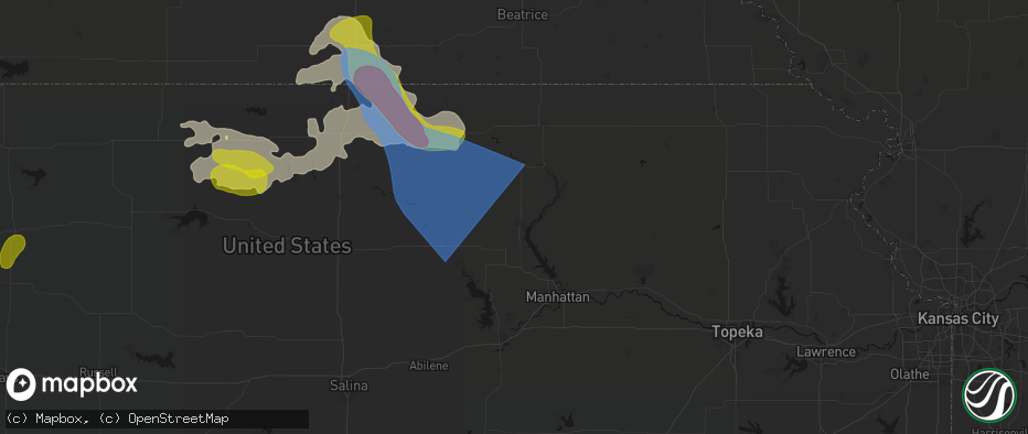 Hail map in Randolph, KS on July 3, 2026