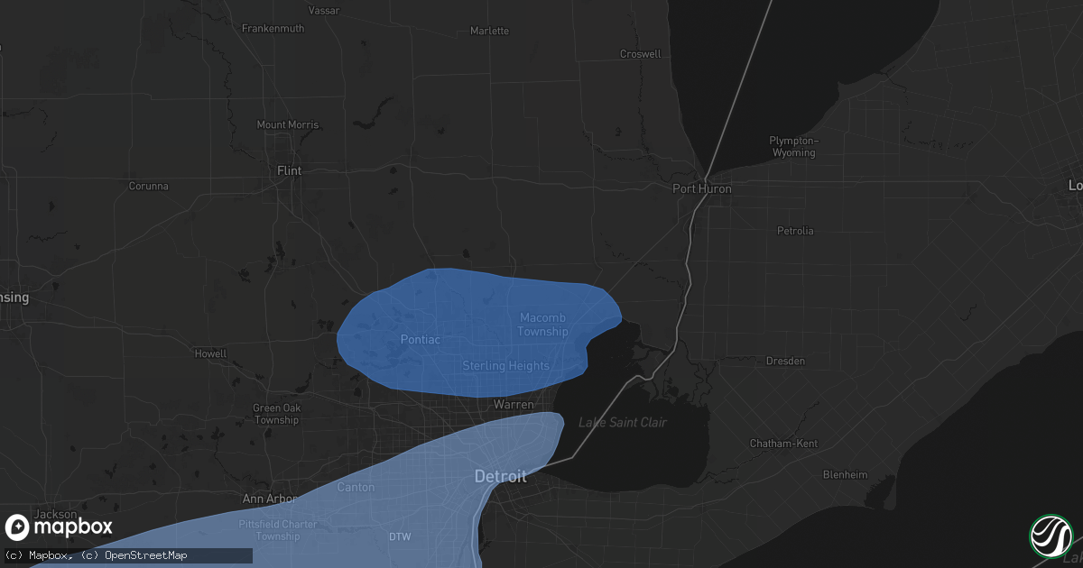 Hail map in Ray, MI on July 3, 2026