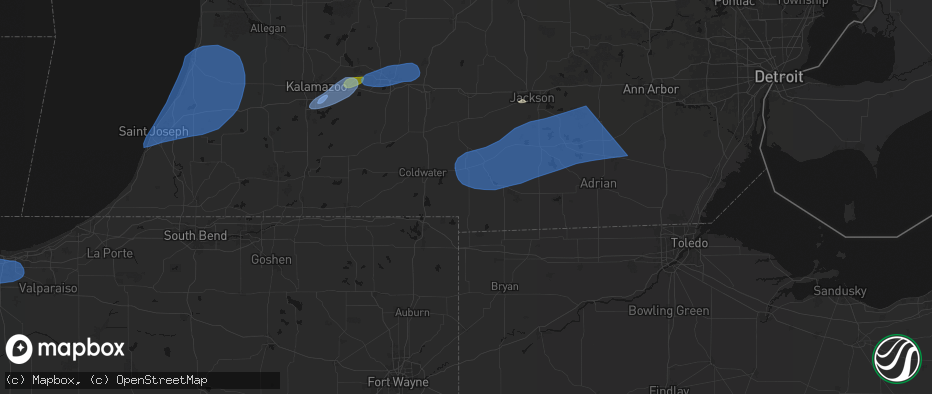 Hail map in Reading, MI on July 3, 2026