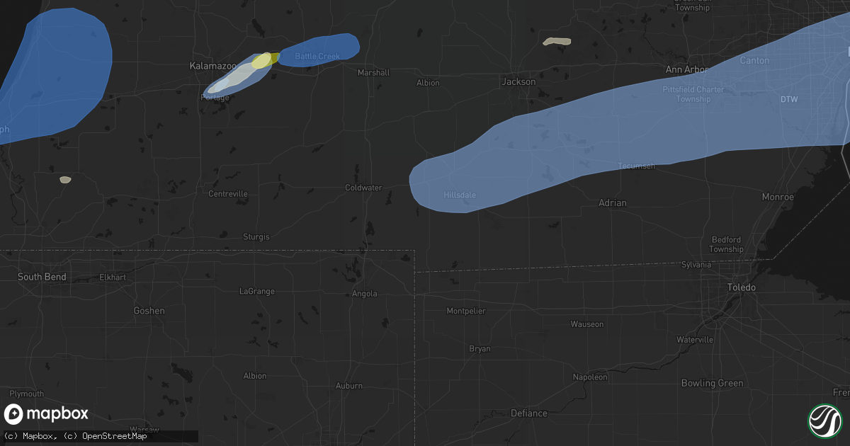 Hail map in Reading, MI on July 3, 2026