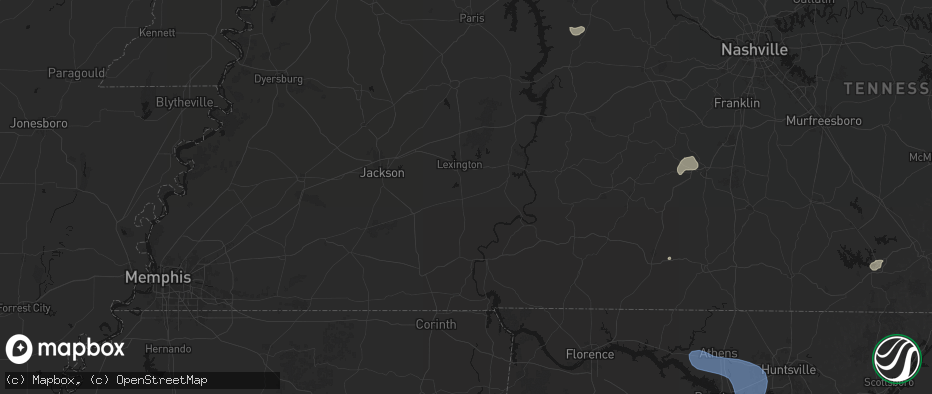 Hail map in Reagan, TN on July 3, 2026