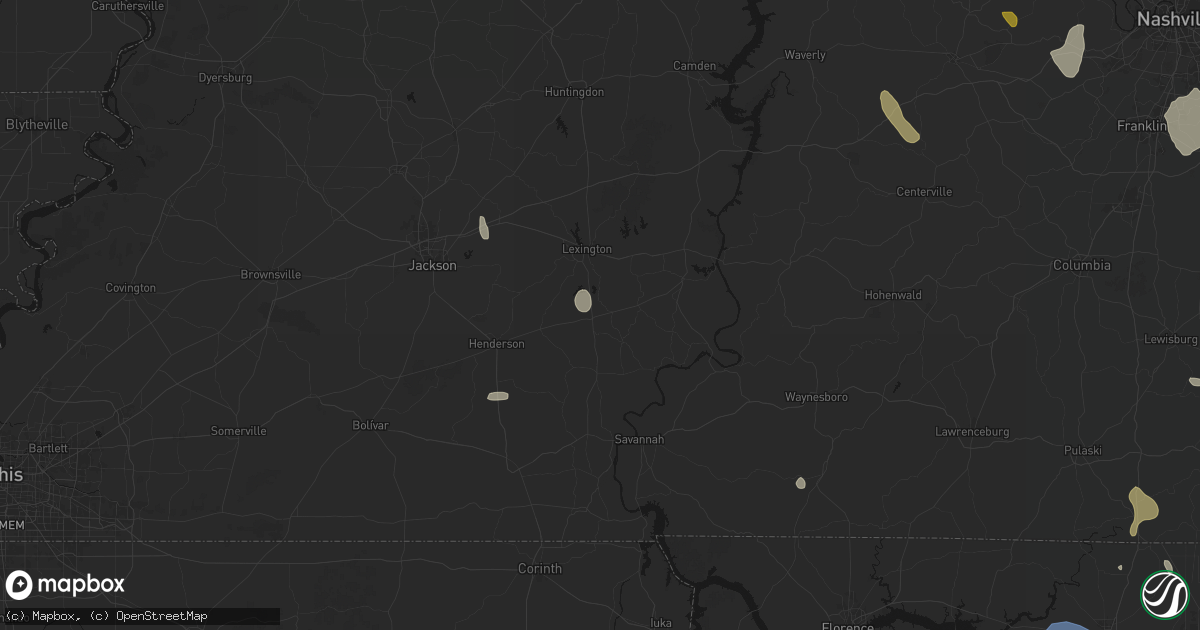 Hail map in Reagan, TN on July 3, 2026