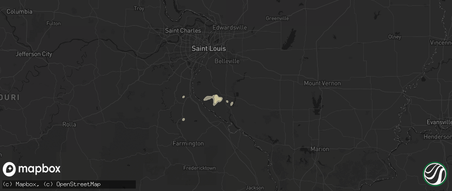 Hail map in Red Bud, IL on July 3, 2026