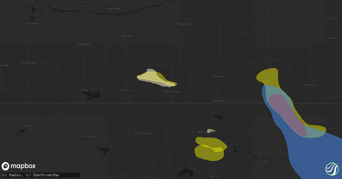 Hail map in Red Cloud, NE on July 3, 2026
