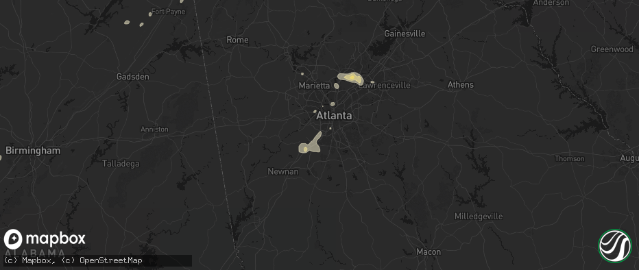 Hail map in Red Oak, GA on July 3, 2026