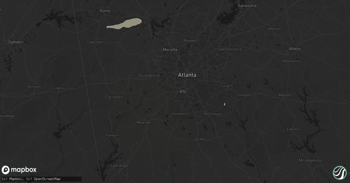 Hail map in Red Oak, GA on July 3, 2026