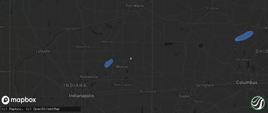 Hail map in Redkey, IN on July 3, 2026