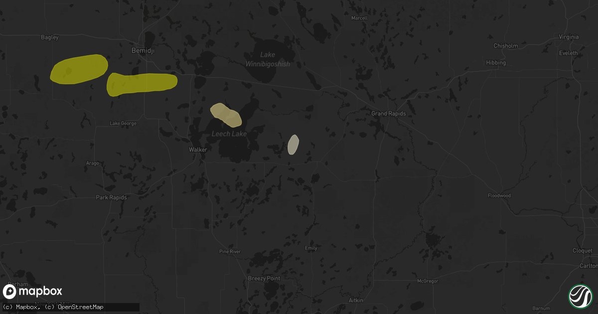Hail map in Remer, MN on July 3, 2026