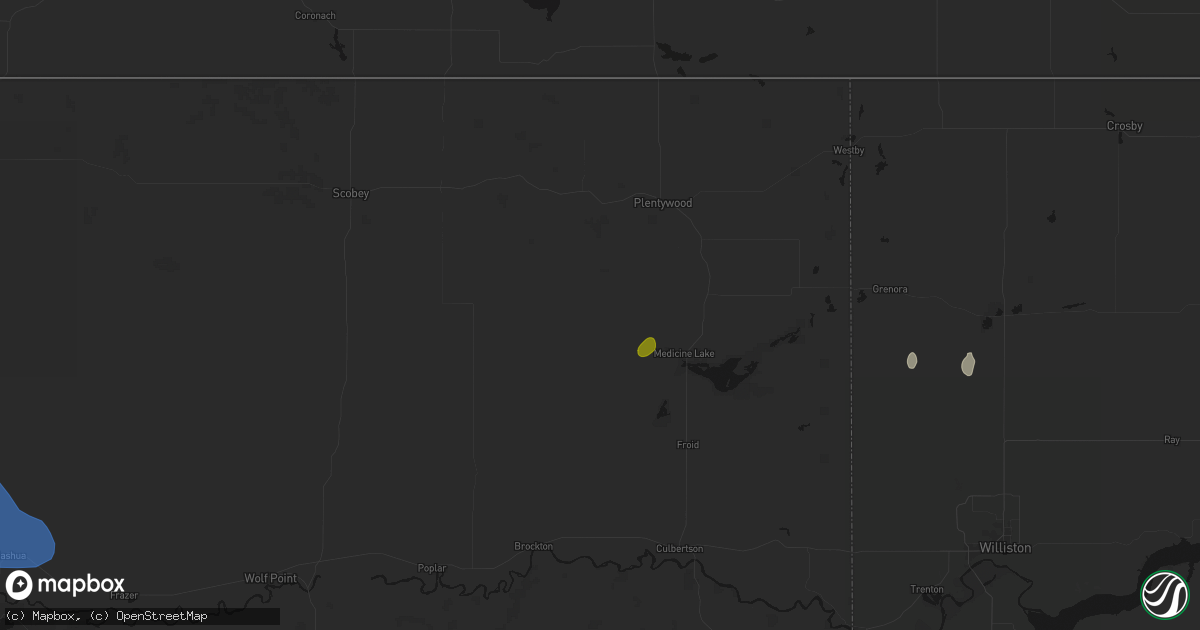 Hail map in Reserve, MT on July 3, 2026