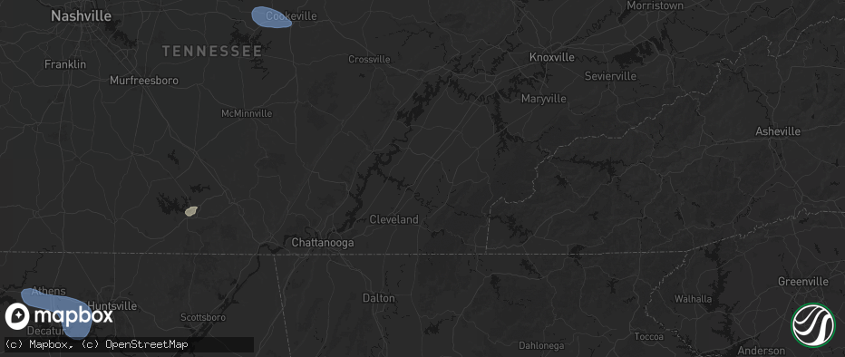 Hail map in Riceville, TN on July 3, 2026