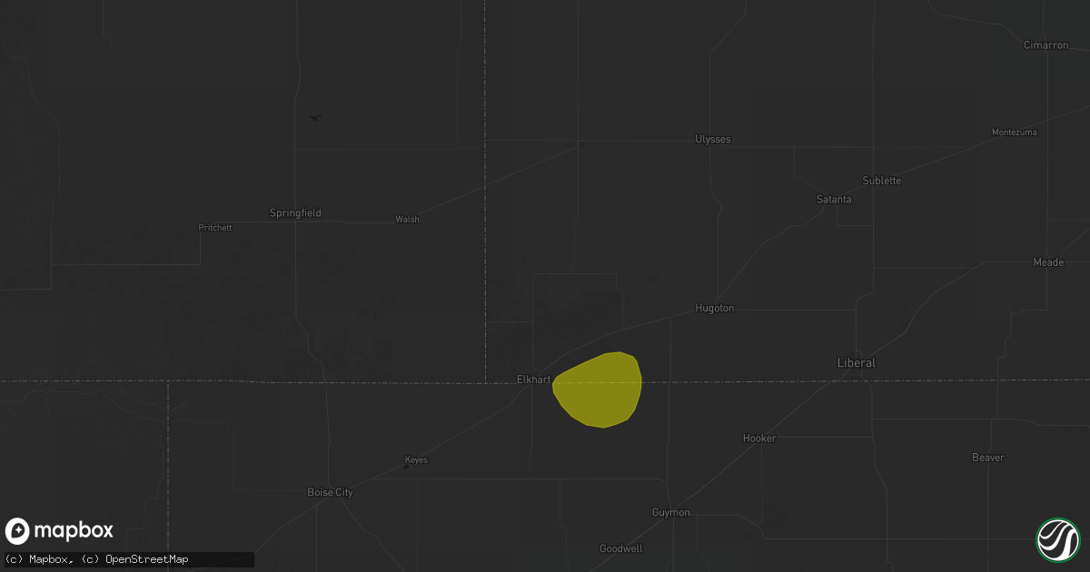 Hail map in Richfield, KS on July 3, 2026