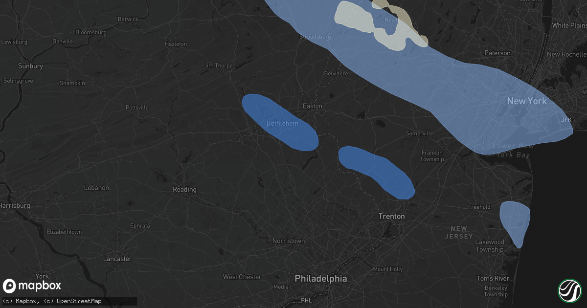 Hail map in Richlandtown, PA on July 3, 2026