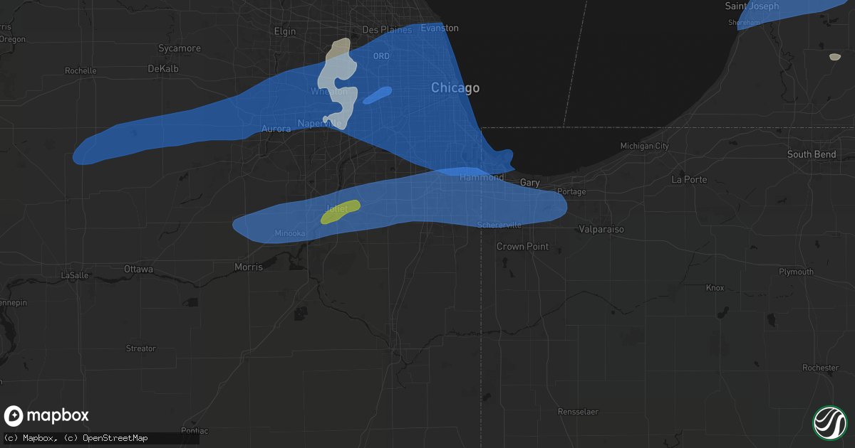 Hail map in Richton Park, IL on July 3, 2026