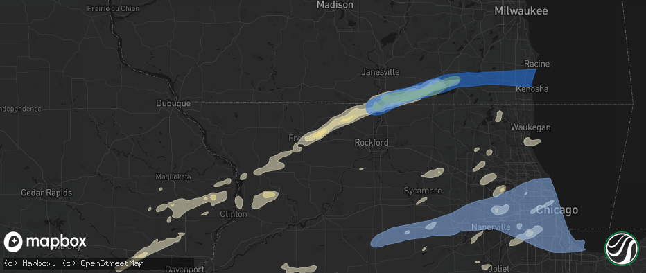 Hail map in Ridott, IL on July 3, 2026