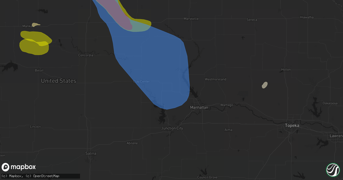 Hail map in Riley, KS on July 3, 2026