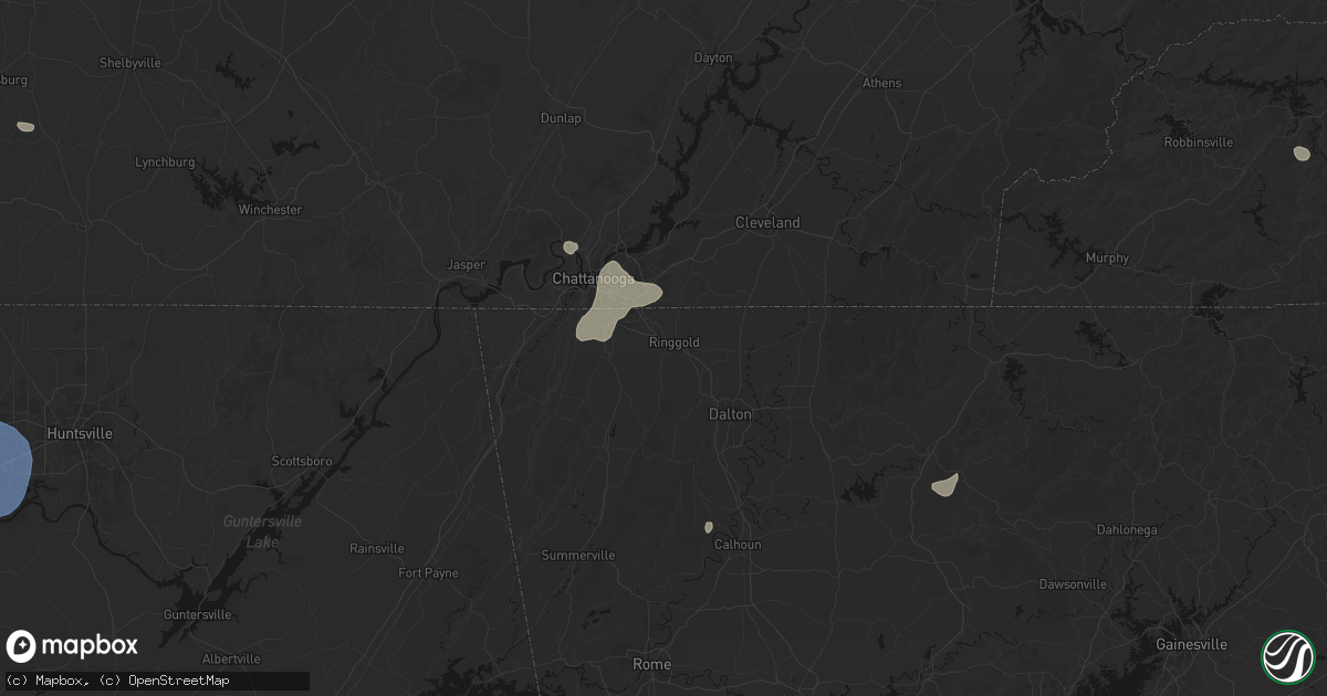 Hail map in Ringgold, GA on July 3, 2026