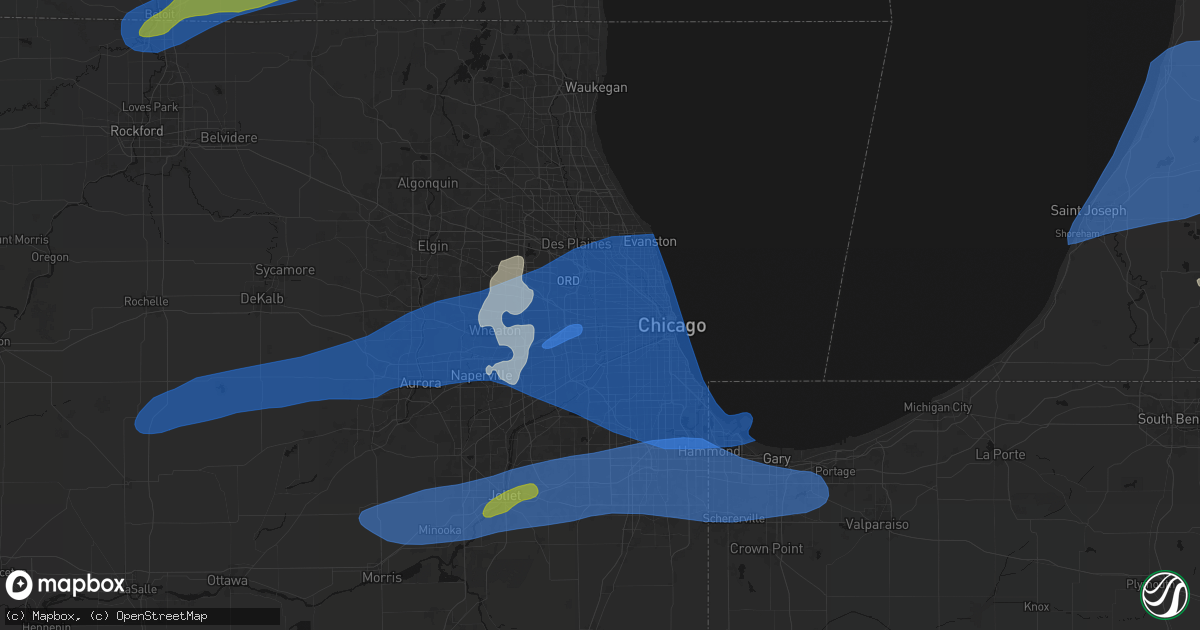 Hail map in River Forest, IL on July 3, 2026