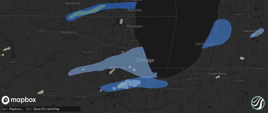 Hail map in River Grove, IL on July 3, 2026