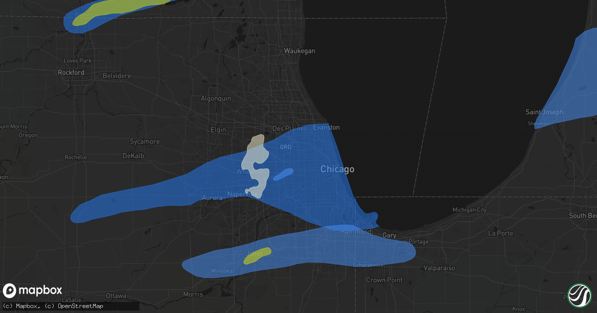 Hail map in River Grove, IL on July 3, 2026