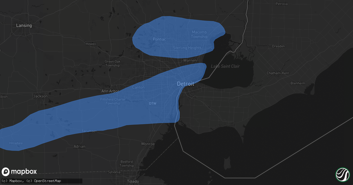 Hail map in River Rouge, MI on July 3, 2026