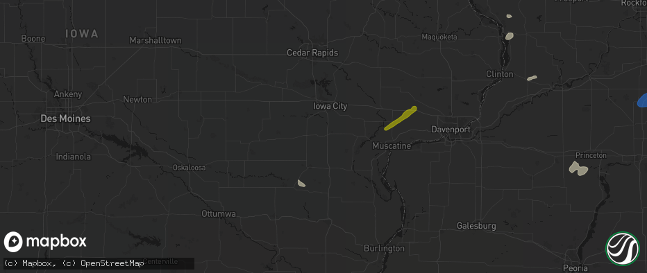 Hail map in Riverside, IA on July 3, 2026