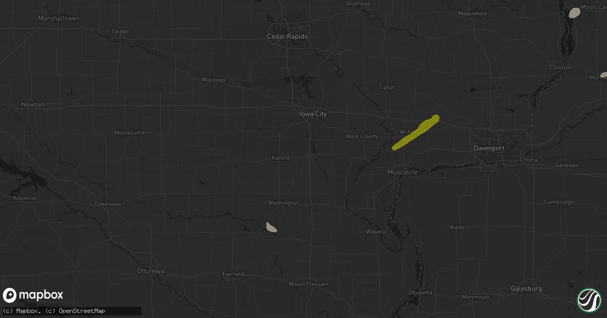 Hail map in Riverside, IA on July 3, 2026