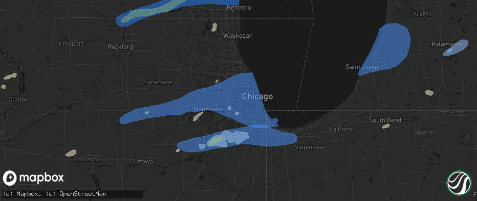 Hail map in Riverside, IL on July 3, 2026