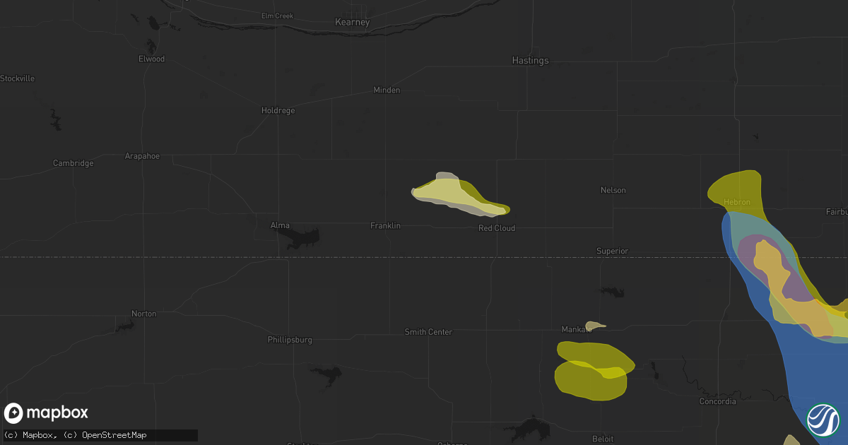Hail map in Riverton, NE on July 3, 2026