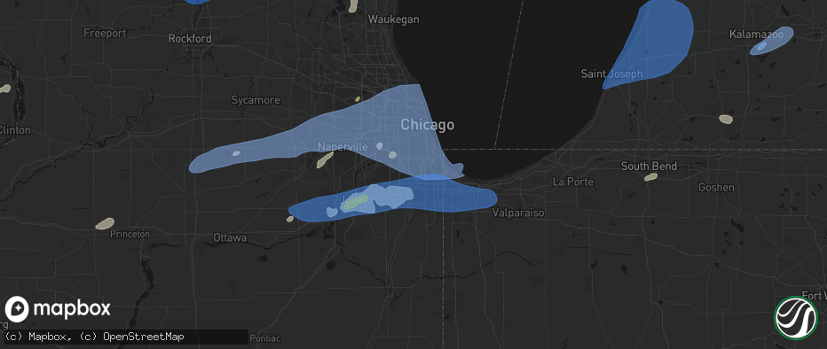 Hail map in Robbins, IL on July 3, 2026