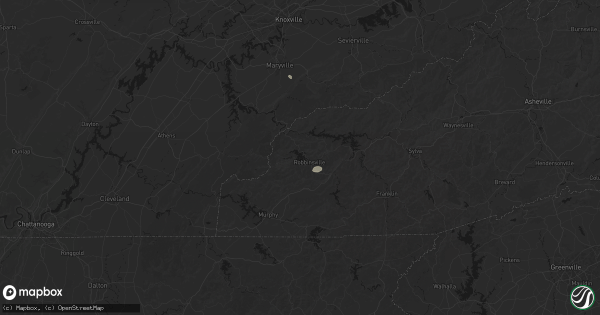Hail map in Robbinsville, NC on July 3, 2026