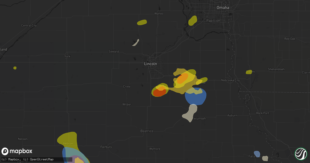 Hail map in Roca, NE on July 3, 2026