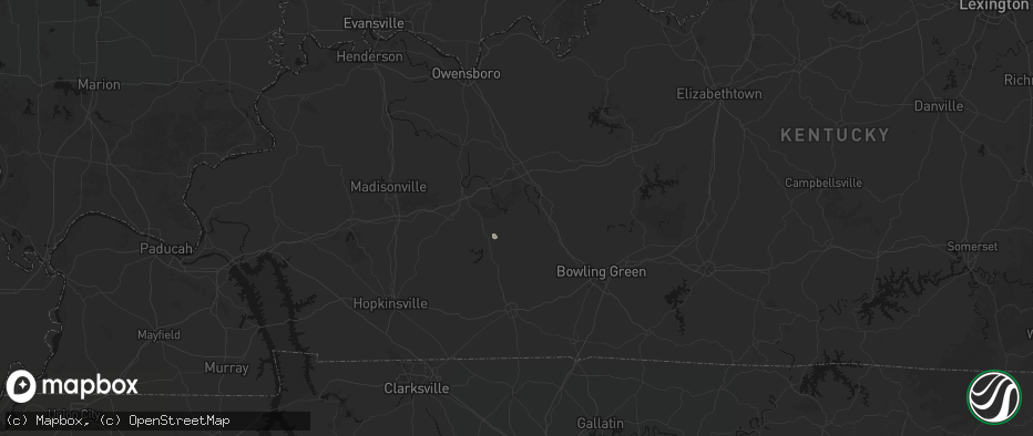 Hail map in Rochester, KY on July 3, 2026