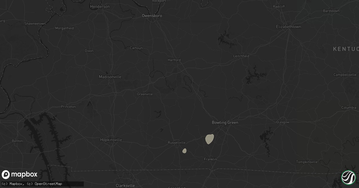 Hail map in Rochester, KY on July 3, 2026