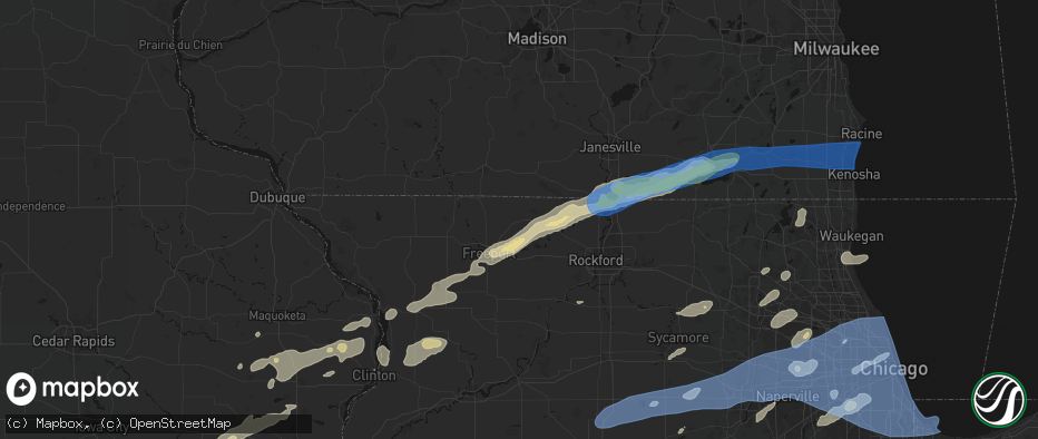 Hail map in Rock City, IL on July 3, 2026