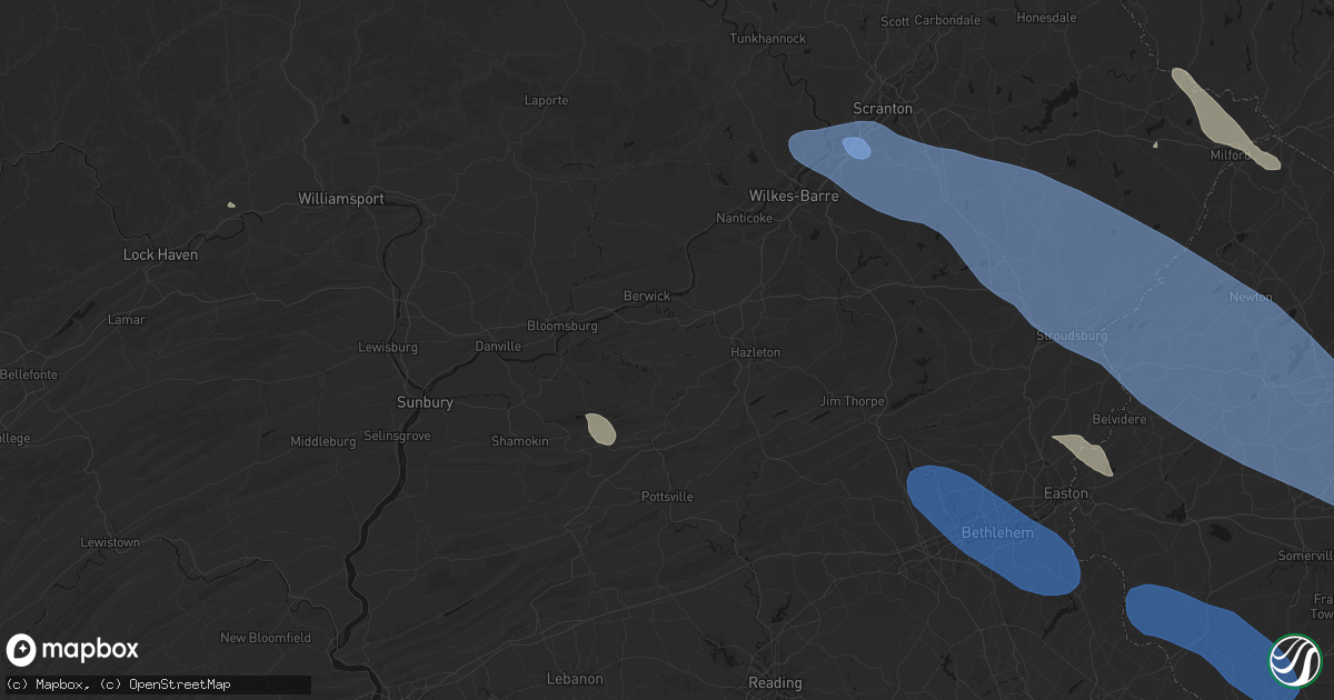 Hail map in Rock Glen, PA on July 3, 2026