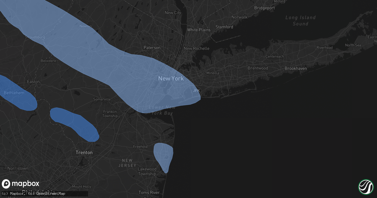 Hail map in Rockaway Park, NY on July 3, 2026