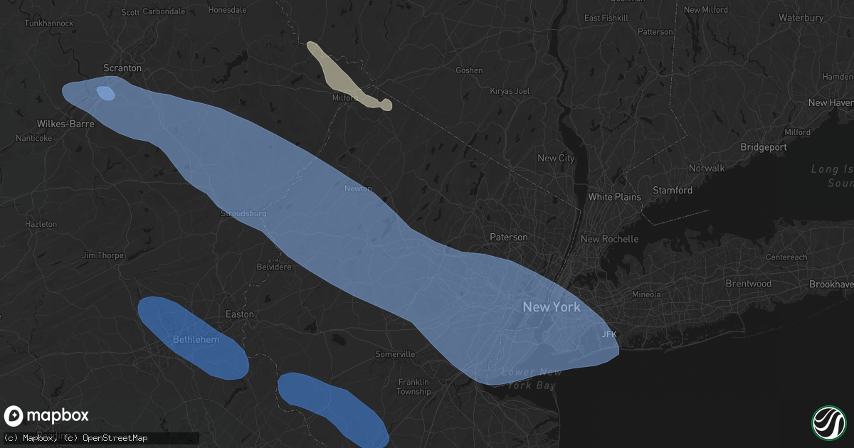 Hail map in Rockaway, NJ on July 3, 2026