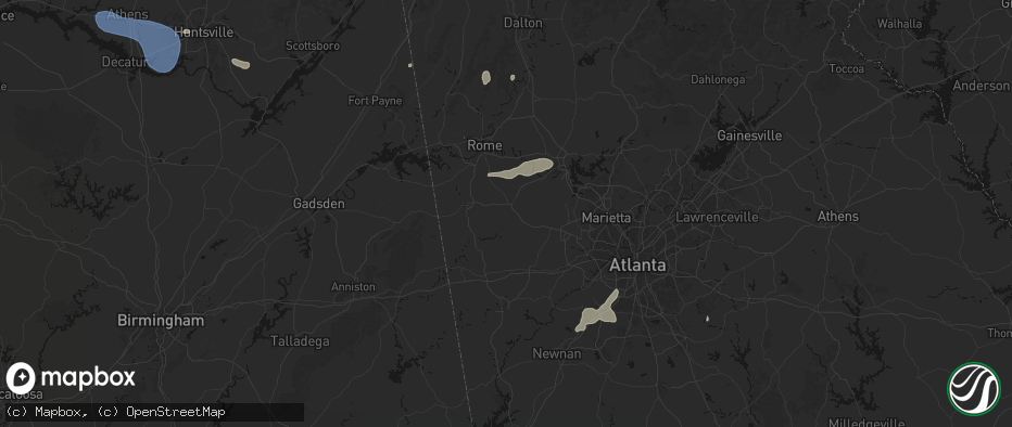 Hail map in Rockmart, GA on July 3, 2026