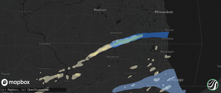 Hail map in Rockton, IL on July 3, 2026