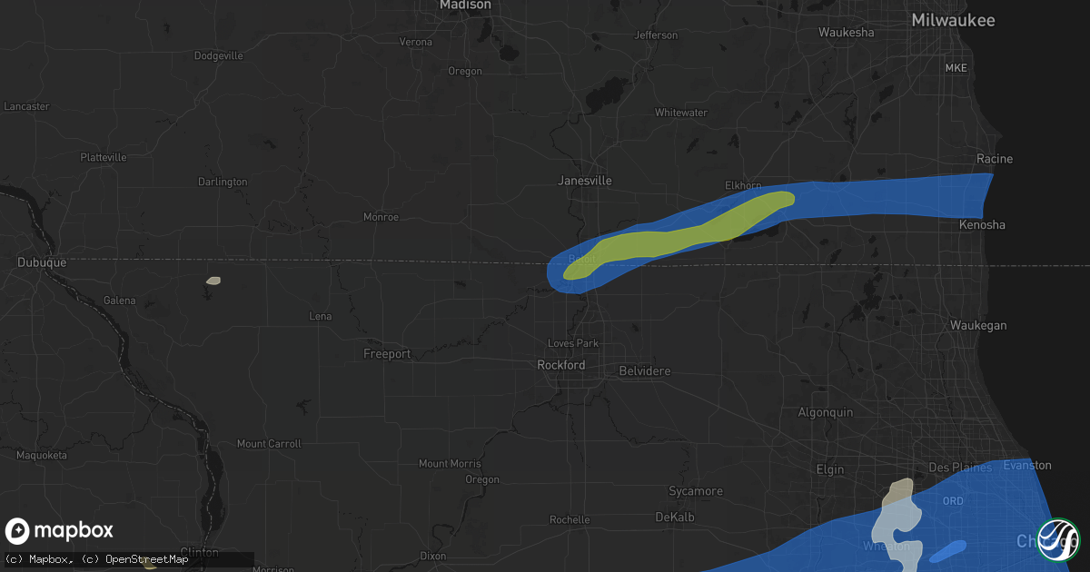 Hail map in Rockton, IL on July 3, 2026