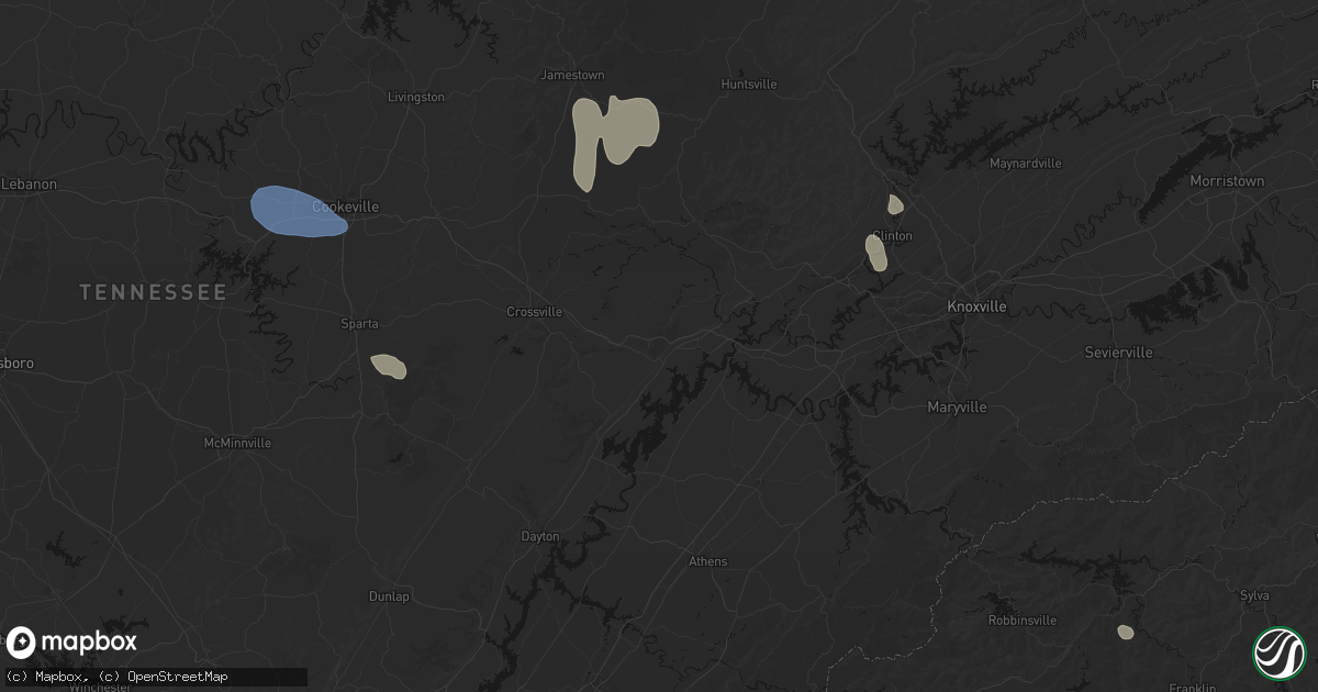 Hail map in Rockwood, TN on July 3, 2026
