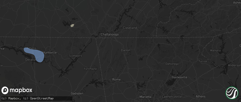 Hail map in Rocky Face, GA on July 3, 2026