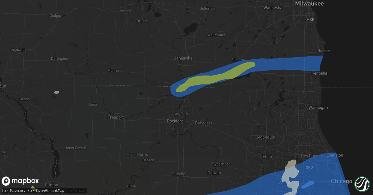 Hail map in Roscoe, IL on July 3, 2026