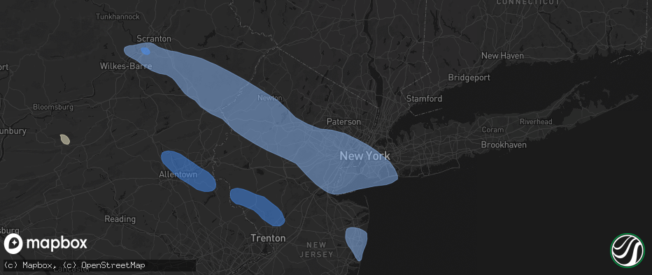 Hail map in Roseland, NJ on July 3, 2026