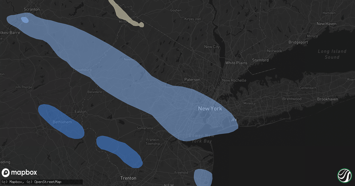 Hail map in Roseland, NJ on July 3, 2026