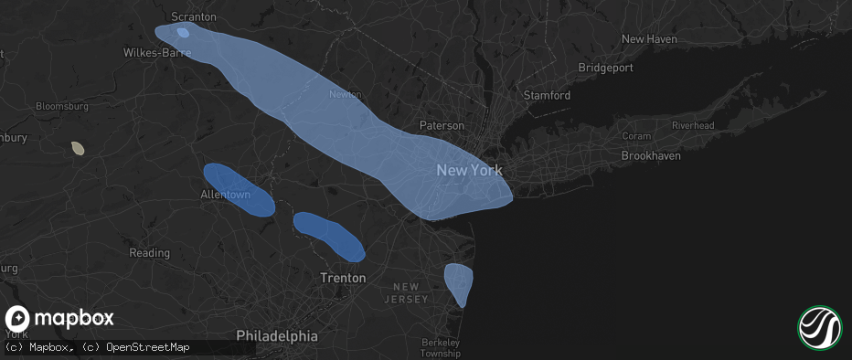 Hail map in Roselle Park, NJ on July 3, 2026