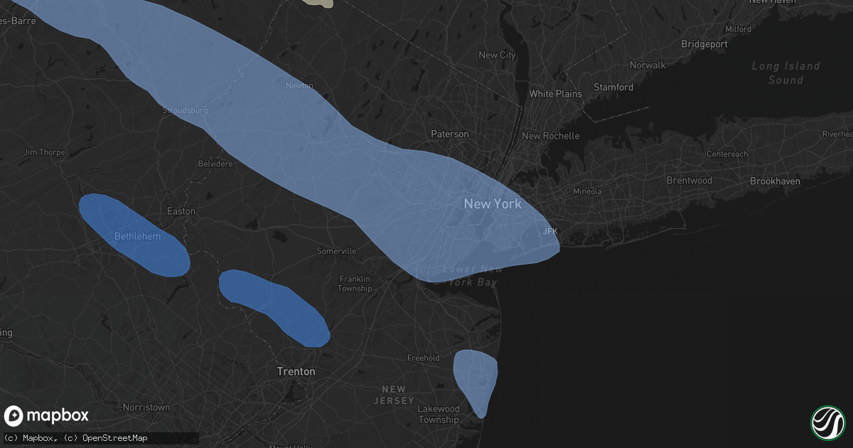 Hail map in Roselle, NJ on July 3, 2026